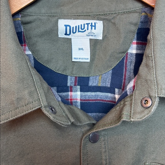 Duluth Trading Co Shirt Jacket Men's 3XL Flannel Lined Olive Green Snap Button - Picture 5 of 10